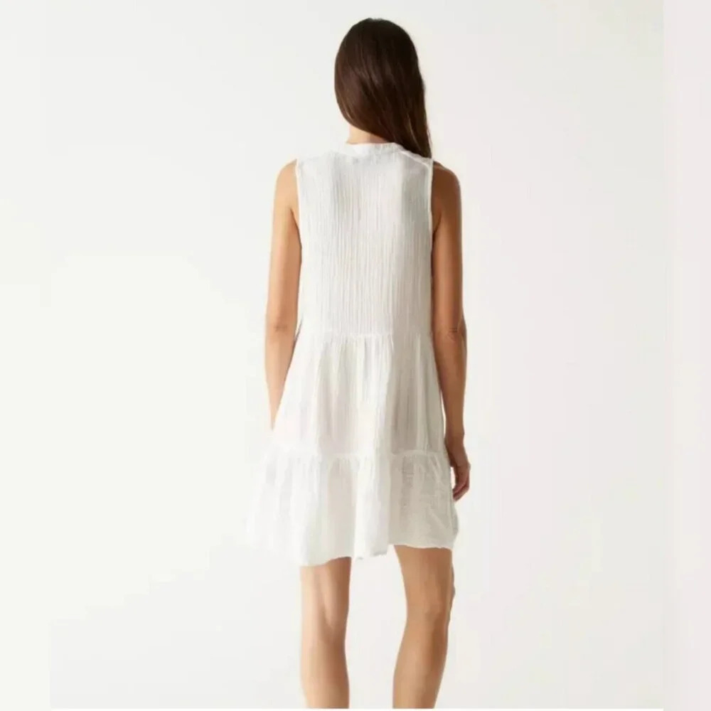 Michael Stars Scarlett Flounce White Cotton Gauze Tiered Daisy Dress S DGZ34 - Picture 2 of 8